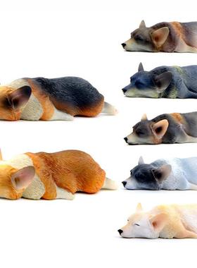 日式货温暖系列睡不醒系列柯基犬模型超萌柴犬手办冰箱贴公仔