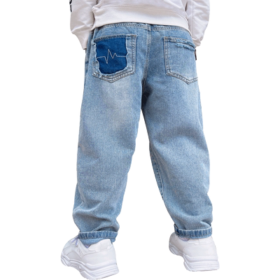 胖男童春秋水洗宽松柔软牛仔裤