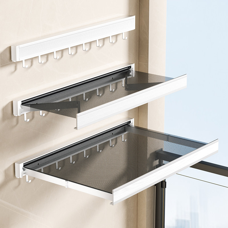 阳台隐形折叠晾衣架窗户栏杆伸缩晾晒网免打孔晒鞋架晾晒袜子神器