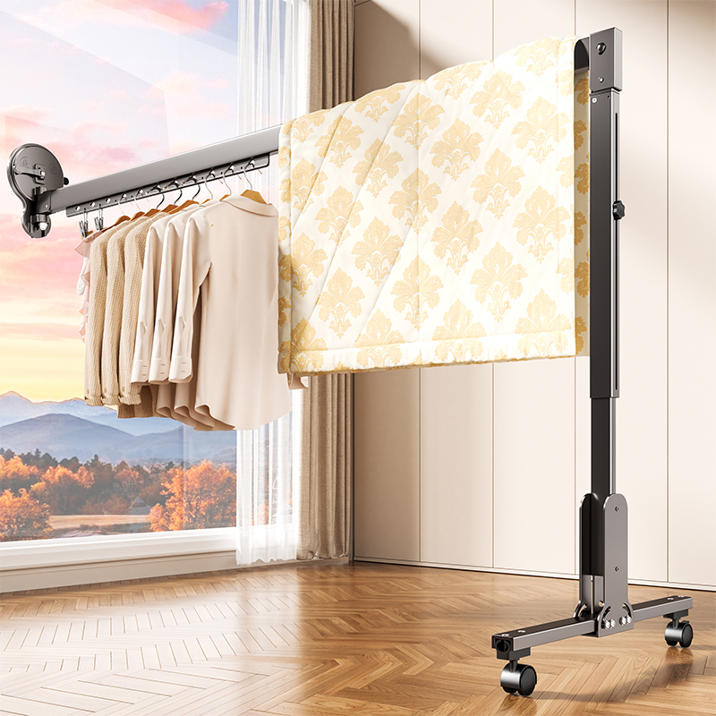 吸盘折叠晾衣架阳台免打孔晒被子