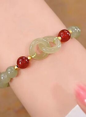 环环相扣手链女ins小众设计爱心平安扣手串女闺蜜生日礼物68