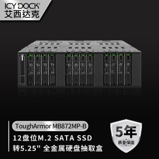 ICY DOCK 多盘位硬盘柜12盘位M.2 SATA内置冷插拔硬盘盒MB872MP-B