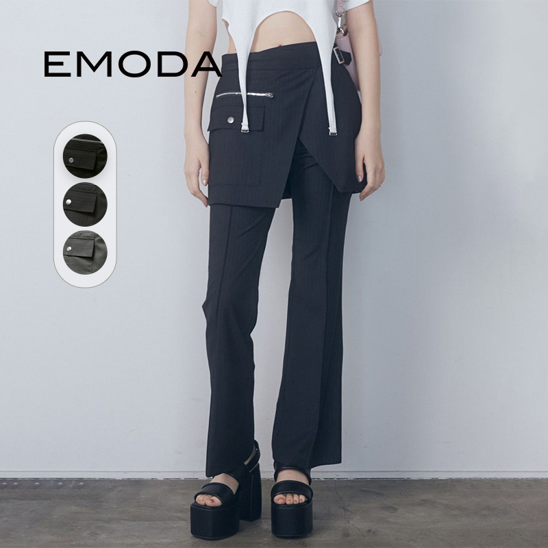 EMODA2024夏季时尚多功能设计女士两穿口袋半身裙裤0424307004