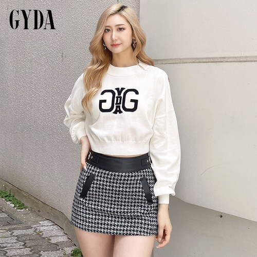 GYDA2024秋季女士自然色系慵懒风标志嵌花针织上衣0724526377