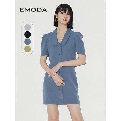 EMODA夏季翻领修身收腰甜美清新休闲连衣裙0423303308