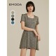 收腰气质显瘦方领短款 修身 连衣裙0423303009 短袖 EMODA夏季