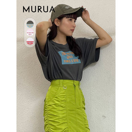 murua2024春季小香风甜美百搭宽松独特印花T恤女0124227002