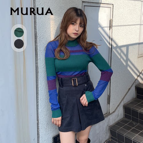 MURUA休闲裤秋季方扣腰带短裤女