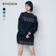 EMODA2024秋冬新品 高级简约字母提花宽松圆领针织上衣0424526008