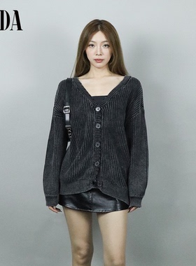 GYDA2024秋季新款慵懒风时尚舒适磨白做旧宽松针织开衫0724528358
