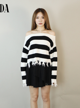 GYDA夏季甜美风夏季露肩独特套头针织衫小众高级感上衣0723426002