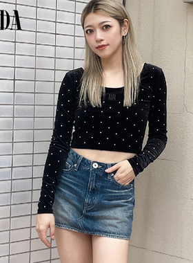 GYDA2024秋冬新品休闲减龄刺绣LOGO贴钻丝绒短上衣女士0724627862