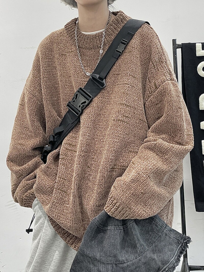 클라인 블루 스웨터 남성용 레이지 하이엔드 니트 스웨터 윈터 오버사이즈 재킷 아메리칸 레트로 셔닐