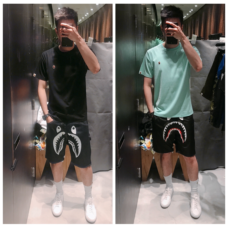【海龟】香港代购 BAPE 18夏男 简约猿人头小标纯色舒适短袖T恤