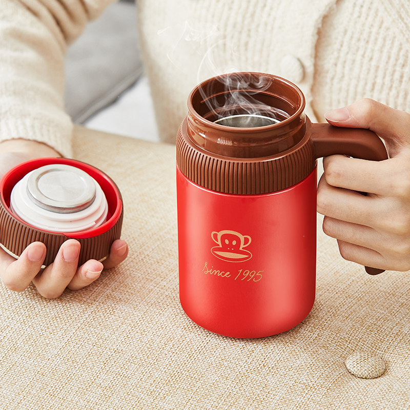 大嘴猴保温杯男女商务泡茶手柄杯