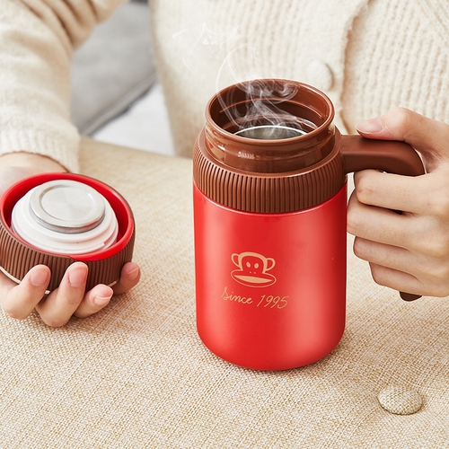 大嘴猴保温杯男女商务泡茶手柄杯