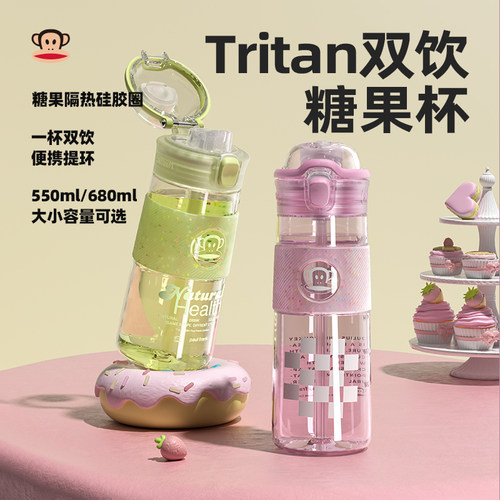 大嘴猴水杯女耐高温大容量吸管杯