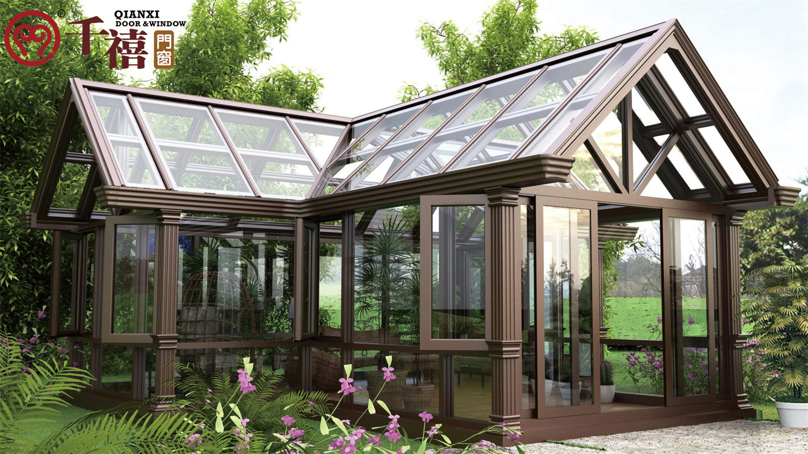 广州欧式阳光房定制铝合金窗玻璃顶封阳台阳光房遮阳棚钢结构a7