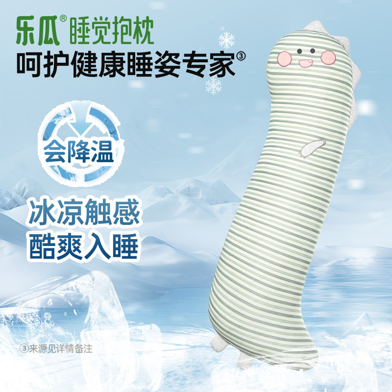 乐瓜冰丝凉感睡觉抱枕夹腿侧睡女生专用大人夏季长条可拆洗冰恐龙