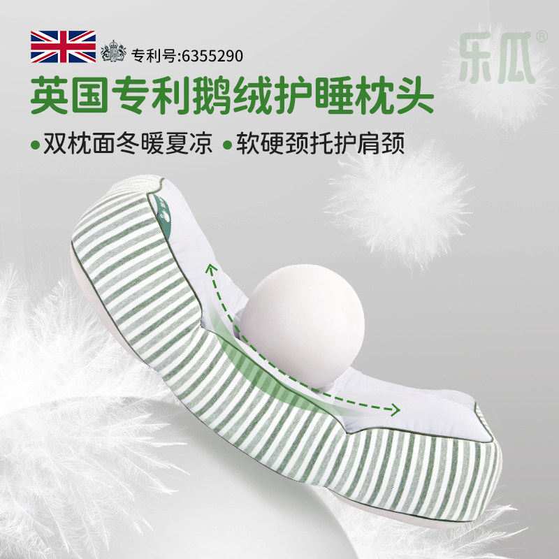 乐瓜鹅绒枕头枕芯护颈椎助睡眠五星级酒店专用羽绒枕家用可水洗