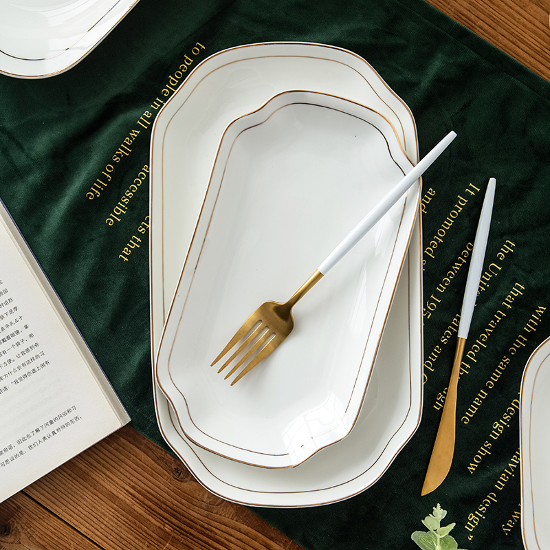 大鱼盘陶瓷家用长方形商用餐厅