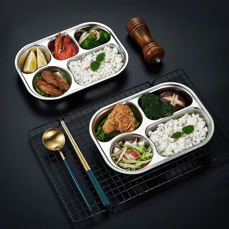 304不锈钢食堂快餐盘学