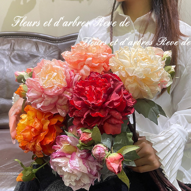 欧式仿真花牡丹花餐桌装