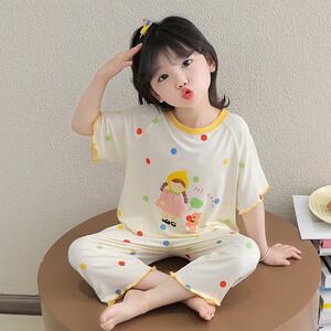 儿童睡衣女童夏季莫代尔薄款家居服2026新款小女孩宝宝空调服套装