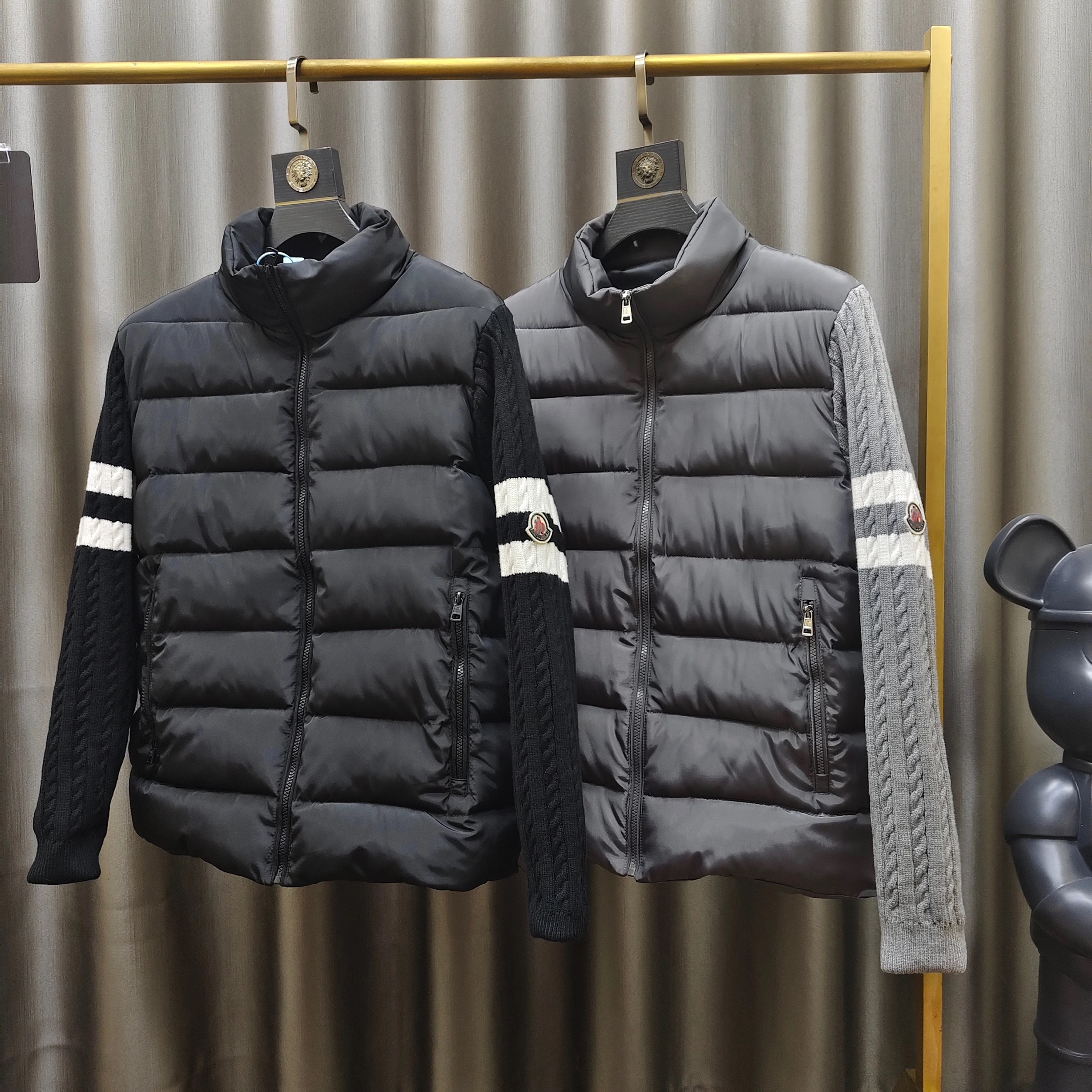 冬季新款针织袖拼接立领棉服男棉袄保暖上衣加厚棉衣男士外套男装