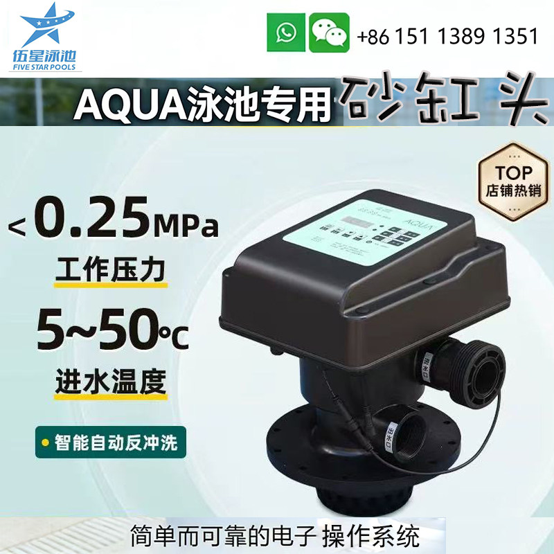 爱克全自动泳池砂缸自动反冲洗清洗过滤器 缸头替换手动过滤控制
