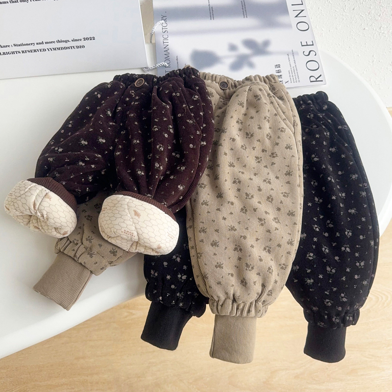 一条过冬宝宝棉裤儿童夹棉冬季加厚碎花女童裤子外穿长裤保暖北方