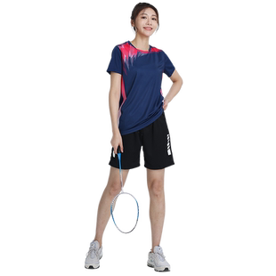 羽毛球服女速干运动套装夏2025新款衣服大码短裤女款跑步乒乓球服