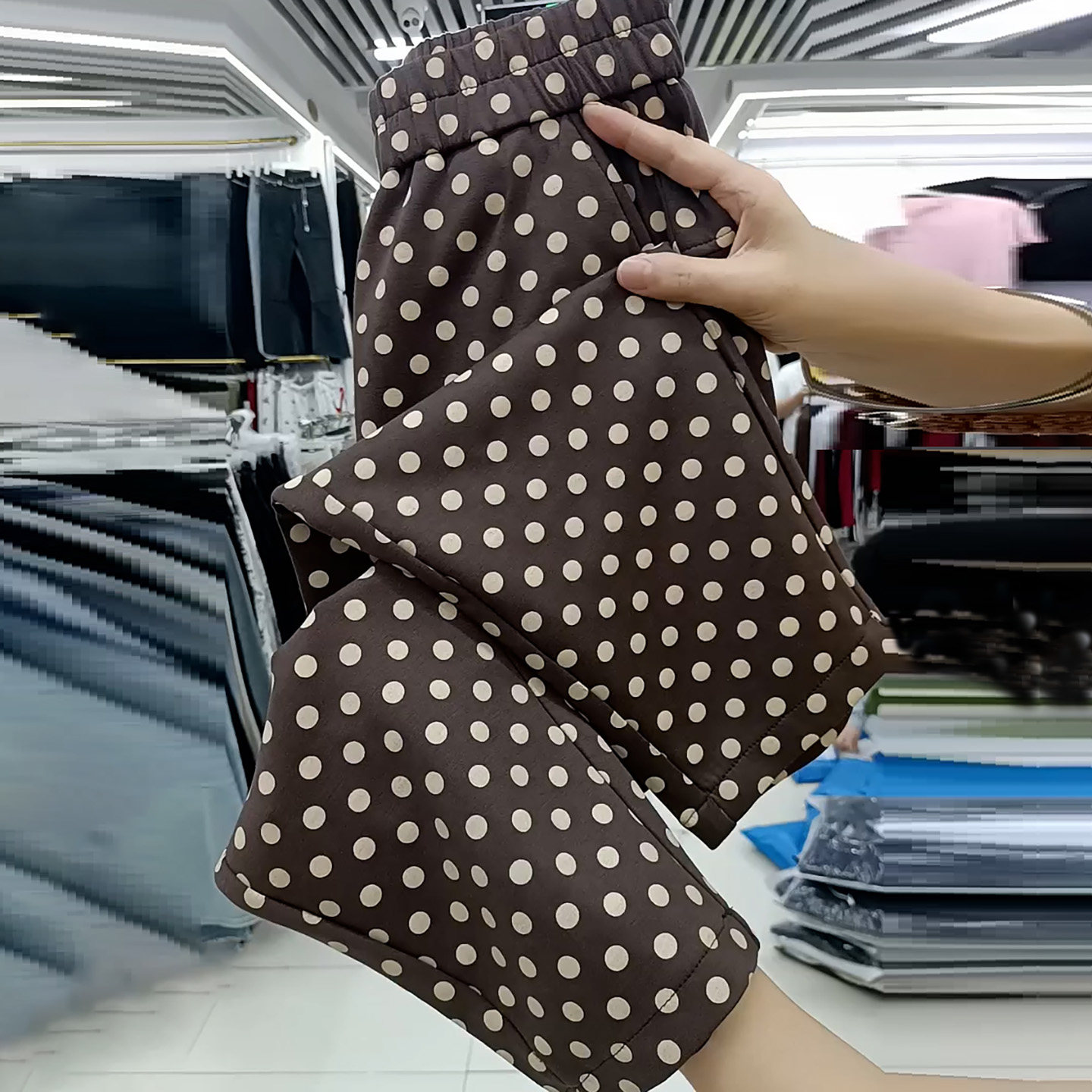 小个子咖色高腰圆点小脚休闲裤女2026春季新款显瘦洋气九分哈伦裤