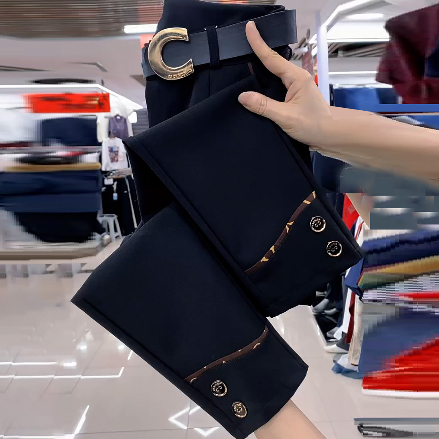 黑色小个子休闲九分烟管裤女2026春季新款拼接洋气减龄舒适裤子,女装/女士精品,大码裤装,淘宝优惠券,粉丝福利购,淘宝优惠卷