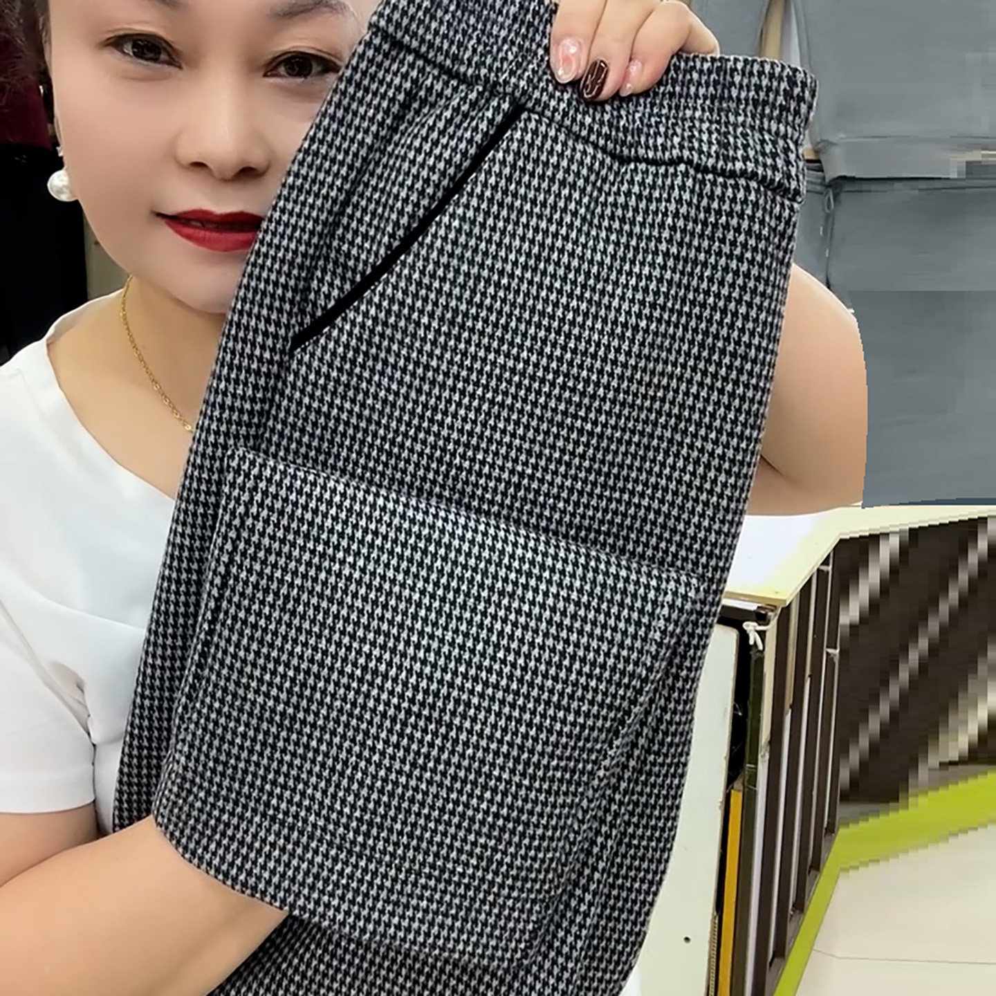 黑色千鸟格高腰小脚九分裤女2026春季小个子宽松显瘦百搭简约裤子,女装/女士精品,大码裤装,淘宝优惠券,粉丝福利购,淘宝优惠卷