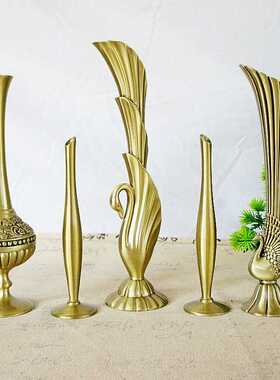 Brass Metal Peacock Swan Vase Art Craft Home Decor Ornament