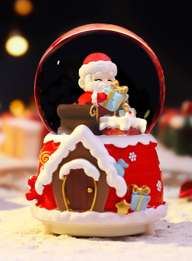 Christmas Gift Santa Claus Rotating Music Box Crystal Ball