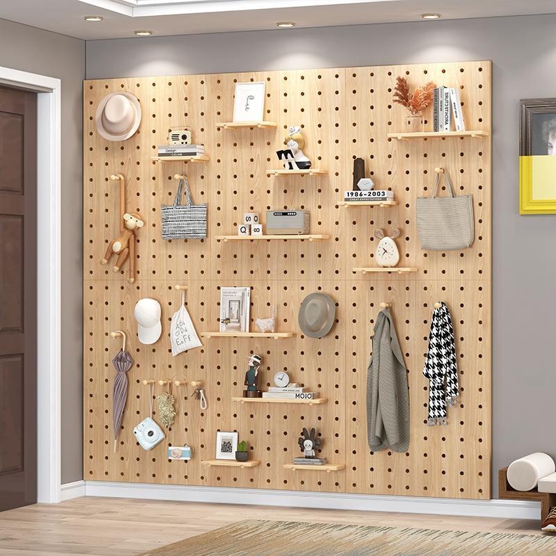 Wood panel wall mounted partition storage rack bookshelf