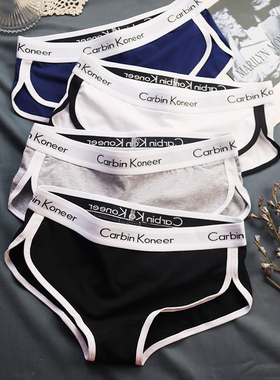 CarbinKoneer内裤女纯棉平角裤中性裤衩防走光中腰运动跑步短裤头