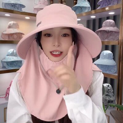 防晒披肩帽子直营女夏季防晒紫外线护颈透气遮脸一体太阳帽骑车