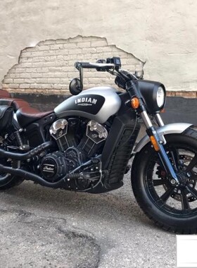 适用于印第安侦察兵改装黑色手把黑色后视镜Bobber可加装倒置反光