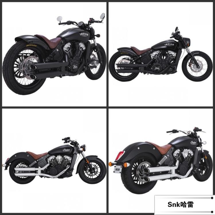 印第安侦察兵改装VH细管炸街尾段排气 Bobber用黑色尾段排气筒