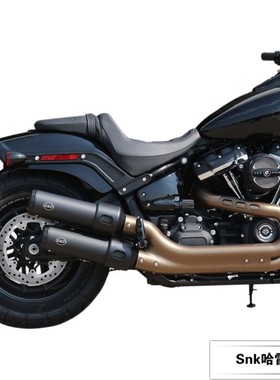 哈雷2018新软尾肥霸改装美国尾段S&S黑色排气 Fatbob炸街排气筒