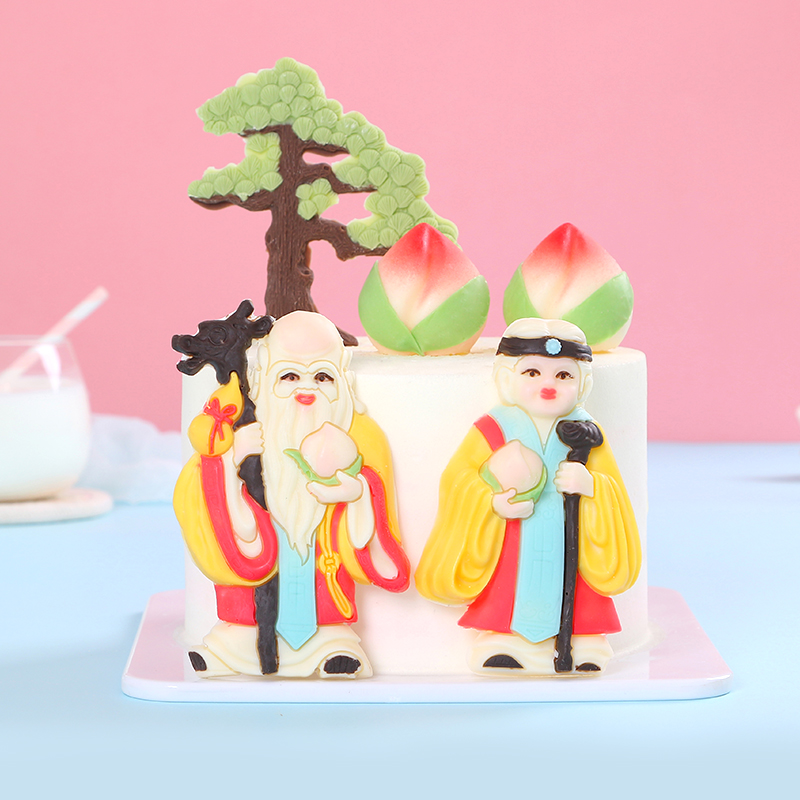 寿桃蛋糕装饰摆件福如东海