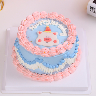 飾擺件生日派對帽子寶寶周歲兒童網紅小熊插件 小豬巧克力蛋糕裝