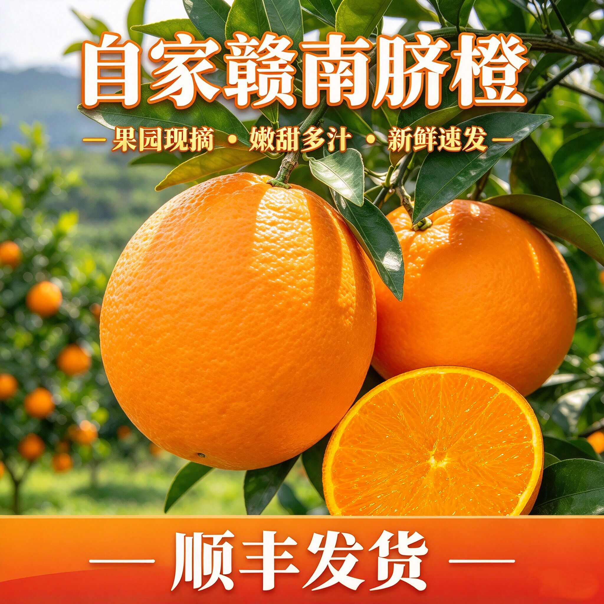 正宗赣南早熟脐橙产地直发新鲜时令果冻甜橙自家果园江西水果橙子