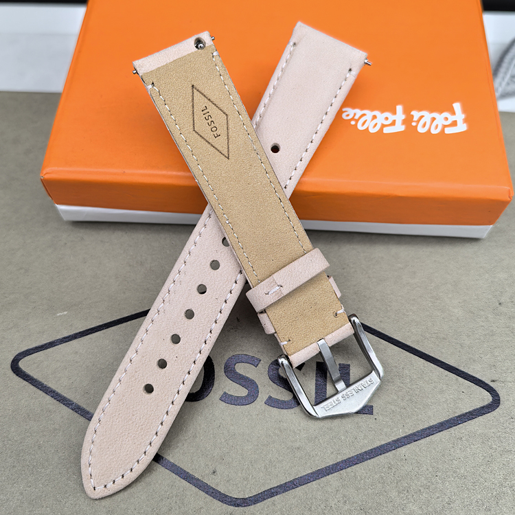 FOSSIL化石真皮表带18MM通用粉色