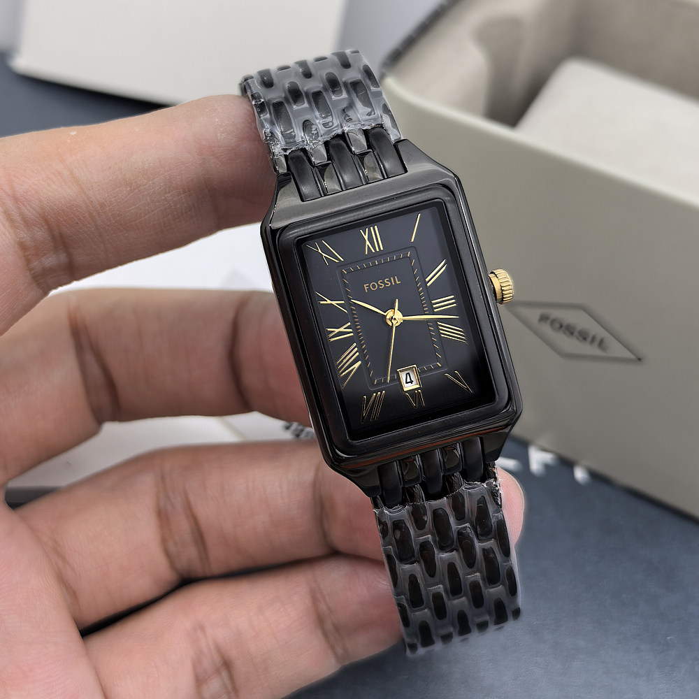 FOSSIL手表不锈钢方形黑色女表