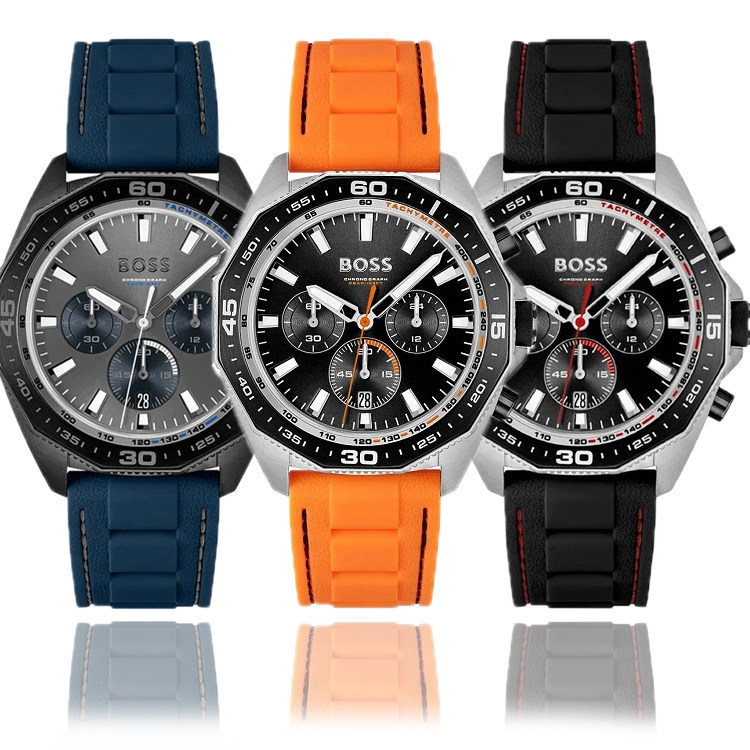 BOSS硅胶表带运动休闲石英男表