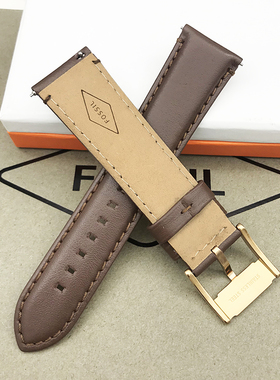 FOSSIL表带真皮啡色玫瑰金扣22MM男士手表配件适合FS5068FS4991